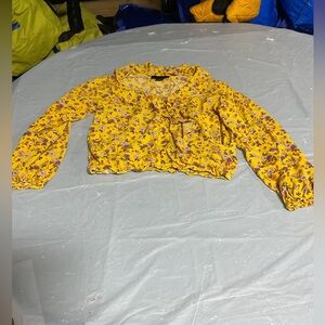 Sanctuary Yellow Floral Ruffle-Neck Top